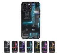 Circuit Board Glass Phone Case, for iPhone 11 12 13 14 15 16 PRO Max, Motherboard Phone Case, Circuit Board Pattern Shockproof Case Cover (for iphone12 ProMax,Blue)
