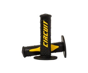 Circuit Equipment - Manopole Electra Racing con sistema lock-on - polimero a elevata sensibilità e controllo - nero/giallo - per moto off-road e dual-sport