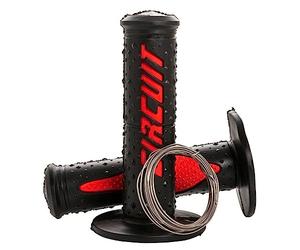 Circuit Equipment - Manopole Electra Racing con sistema lock-on - polimero ad alta sensibilità e controllo - nero/rosso - per moto off-road e dual-sport