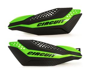 Circuit Equipment - Paramani universali per moto Dakar - Staffe in nylon durevoli e resistenti alle intemperie - Controllo e protezione migliorati - Struttura in carbonio verde
