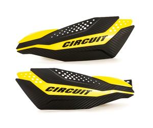 Circuit Equipment - Paramani universali per moto Dakar - Staffe in nylon resistenti alle intemperie - Controllo e protezione migliorati - Texture in carbonio giallo