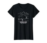 Circuito di Annapurna Nepal Himalaya Line Art Sentiero Escursionistico Maglietta con Stampa Grafica Economica, Donna, Nero, S