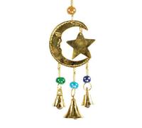 CircuitOffice Tre Stelle e Luna Campana a Vento in Ottone, Tre Campane sotto, Luna è 2 1/4," Lunghezza Complessiva 22,9 cm