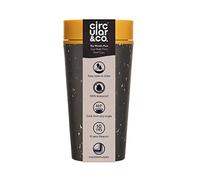 Circular and Co tazza da caffè sostenibile 340ml - la prima tazza termica al mondo da togliere dai bicchieri di carta usa e getta, a prova di perdite con bordo per bere a 360°, giallo-nero