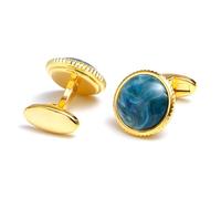 Circular Gold Tone Cufflinks Designed for Formal Attire Copper Tigers Eye Materials Easy Installation Cuff Links Stylish Cufflinks