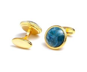 Circular Gold Tone Cufflinks Designed for Formal Attire Copper Tigers Eye Materials Easy Installation Cuff Links Stylish Cufflinks