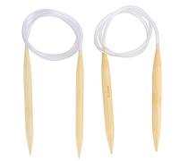 Circular Knitting Needles Bamboo Smooth Polished Professional Knitting Tools for Sweaters Carpets Weaving Accessories 2Pcs Set 10mm 12mm