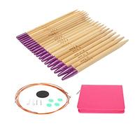 Circular Knitting Needles Set Interchangeable Ergonomic Bamboo Stainless Steel Knitting Needles with Storage Bag for Knitting Sweaters Hats Scarves 10 Pairs 3mm to 6.5mm