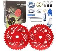 Circular Saw Blade for Weed Trimmers, 9" X 36 Teeth Carbide Tip Brush Blades, with Adapter Kit, Weed Wacker Blade for Brush Cutter, Trimmer, Weeder (Set D)