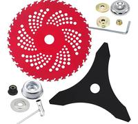 Circular Saw Blade for Weed Trimmers, Steel Wire Grass Trimmer Head, 9" X 36 Teeth Carbide Tip Brush Blades with Adapter Kit, Circular Trimmer, for Brush Cutter, Trimmer, Weeder (Set B)
