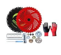 circular saw brush cutter trimmer weed eater blade,Circular Saw Blade for Weed Trimmers,9" x 36 Teeth Round Chainsaw Tooth Brush Blades,with Universal Adapter Kit (C)