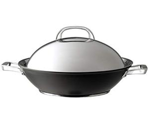 Circulon Infinite - Wok antiaderente a induzione con coperchio in acciaio inossidabile, 36 cm