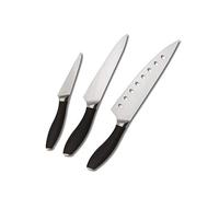 Circulon - Set di 3 coltelli - Acciaio inossidabile giapponese - Lame antiaderenti - Manici testurizzati - Set di coltelli professionali, argento