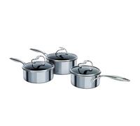 Circulon SteelShield Serie C - Set di 3 pentole in acciaio inox, 16/18/20 cm, pentole a induzione con coperchi, ibride antiaderenti, lavabili in lavastoviglie