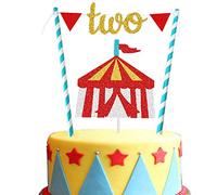 Circus 2° compleanno Cake Topper per tenda Circus Vintage Big Top Theme Kids Second Birthday Party