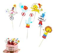 Circus Cake Decorazioni - Cupcake - a tema Fun Carnival, Party Cake Picks | Tiger, delfino, decorazione torta di animali, snack colorati, festa di compleanno per bambini e adulti