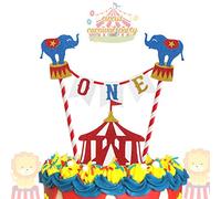 Circus Carnevale Tema Cake Topper 1° Compleanno Circo Tema Photo Booth Puntelli Torta Smash Partito Decorazioni Forniture, Glitter