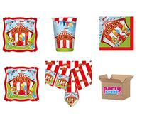 Circus Party Coordinato di Carta da tavola per Festa A Tema Circo Prodotti riciclabili - (8 Piatti, 8 Bicchieri,20 TOVAGLIOLI,1 TOVAGLIA)