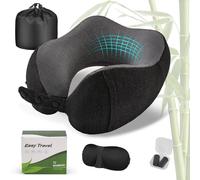 Cirorld Cuscino da Viaggio Collo, Cuscino Aereo Memory Foam Regolabile e Compatto, Cuscino Cervicale da Viaggio, Inclusa Maschera per Dormir, Tappi auricolari, Borsa per Trasporto