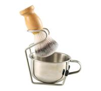 Cirraorive Set Da Barba Da Uomo con Pennello, Tazza Da Supporto, 3 in 1, Accessori Portatili per Papà E Marito. Ciotola in Acciaio Inox con Manico in Leg, Stile B