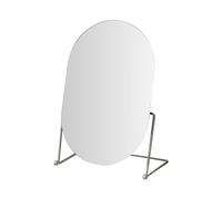Cirraorive Specchio per Il Trucco con Base Stabile, Specchio Da Terra, Cornice in Ferro, Superficie Liscia, Specchio Da Tavolo, Design Raffinato, Specchio Da Toe, Argento