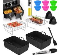 CIRULLI 19 pezzi di accessori per friggitrice ad aria con Ninja Foodi AF400EU, AF300EU 7,6L-9,5L, teglia in silicone per friggitrice ad aria,contenitore silicone per friggitrice ad aria