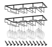 CIRULLI 2 Pezzi Scolabicchieri Portabicchieri, Porta Bicchieri da Vino Sospeso Con Viti, Calici Sotto Armadio per Tutti i Tipi di Calici - per Famiglia, Ristorante,Hotel,Appendiabiti in vetro