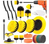 CIRULLI 27 Pezzi Spazzola rotante pulizia casa,Spazzola per Pulizia Elettrica,Kit Spazzola per Cerchi per Trapani,Cerchi, Angoli,Spazzole per Cucina, Bagno e Auto, Giallo