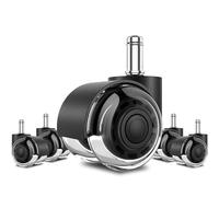 CIRULLI 5 pezzi Ruote per sedia ufficio 11x22 mm,Ruotes ricambio per sedia da ufficio per pavimenti duri, parquet e tappeti,ruotes girevoli a 360°senza graffiare (non per 1KEA),Ruote girevoli nere