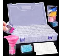 CIRULLI 60 Slots Kit Organizer per Diamond Painting Accessori,Piccoli Vasetti Rotondi Contenitore Trasparente,Pittura Diamante 5D/Strumenti a Punto Croce Contenitori per Artigianato Fai da Te