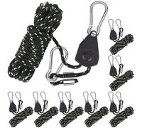 Cirulli Confezione da 8 Corde di Tensione Riflettenti con moschettoni,Set di cricchetti per Corde da 1/8 Pollici,Corda a cricchetto Regolabile per Tende da Sole e Tende,stendibiancheria,Nero Fionda