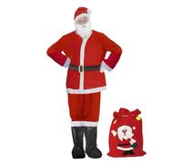 CIRULLI Costume babbo natale,Vestito babbos natales uomo, Pantaloni con fascia elastica, Costume universale da Babbo Natale taglie forti, Set festa di Natale, Cosplay