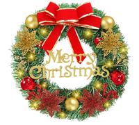 CIRULLI Ghirlanda Natalizia 30 Cm, Ghirlande Natalizie, Corona Natalizsia per Porta, Ghirlanda Natale con Fiocco Palline Di Natale, Ghirlanda Natalizia per Porta D'Ingresso, Adatta per PortaD'Ingresso