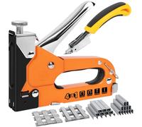 CIRULLI Graffatrice Manuale 4 in 1,Pistola con 2.400 unghie (4 tipi di unghie) e Sollevatore di unghie,forza di impatto regolabile in legno,Graffettatrice per legno mobili,sparapunti tappezzeria