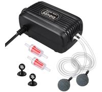 CIRULLI Ossigenatore per Acquario,20-40dB Areatore Acquario Ultra-Silenziosa,Acquari Potente a Doppia Uscita kit Pompa di Ossigeno con 2 Pietre a Bolle e 2 Valvole di Ritegno per Acquario da 10-300L