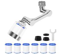 CIRULLI Rompigetto rubinetto cucina 1080 Gradi, Filtro acqua rubinettos con elemento filtro in cotone da 6 pp, Adattatore rubinettos per cucine e bagno, prolunga rubinetto