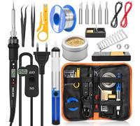 CIRULLI Saldatore a Stagno 80 W (350°C-500°C), Kit di Saldatura Elettronico 17 in 1 con Interruttore ON/OFF, 5 Punte di Saldatura, Pompa Dissaldante, Filo di Saldatura, Per Lavori Elettrici e