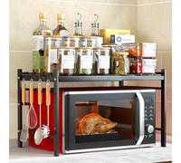 CIRULLI Scaffale per microonde a 2 livelli, con 4 ganci a S, salvaspazio, per forno a microonde, per piano da cucina, piano di lavoro, Etagere Micro Ondes Extensible da 2 livelli