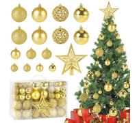 CIRULLI Set di 101 Palline di Natale Oro -Palline natalizie,Decorazioni albero di natale Infrangibili in Plastica ∅ 3, 4, 6 cm - Palle di natale per Albero e Feste