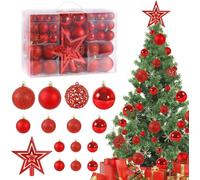CIRULLI Set di 101 Palline di natale rosse -palline albero natale in plastica Diametro Ø3, 4 e 6 cm -Decorazioni fai da te natale -Natale decorazioni - Con dispositivo per appenderlo