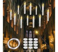 CIRULLI Set di 12 Candele Galleggianti con Bacchetta Magica, Candela LED telecomandata, Fiamma Tremolante, Candele Elettriche per Matrimonio, Decorazione di Halloween (Candele Galleggianti Bianche)