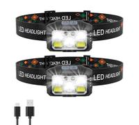 CIRULLI Set di 2 Torcia frontale, Lampada frontale led ricaricabile con 6 Modalità di Illuminazione,Impermeabili,angolo Regolabile,1200 Lux luce frontale per Jogging,Escursionismo,Campeggio