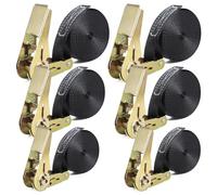 CIRULLI Set di 6 cinghie di fissaggio da 2/4/5 m, 25 mm, capacità di carico 1000 kg, cricchetto per moto, bicicletta, bagagli e campeggio, in poliestere, nero