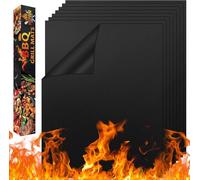 CIRULLI Set di 8 Tappetini per barbecue per griglie a gas,appetino per barbecue 50 x 32,tappetini per barbecue riutilizzabili,Senza PFOA, tappetini per barbecue per griglie a carbone,griglie,forni