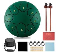 CIRULLI Tamburo in acciaio, 8 note da 15 cm, tamburo a disco, in acciaio, lingua, percussione, con scatola per accessori, custodia, pick, libro di musica e bacchette