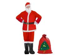CIRULLI Vestito Babbo Natale uomo,Costume Babbo Natale uomo Professionali da 7 Pezzi,Costume Babbo Natale Adatto per Feste di Natale e Cosplay