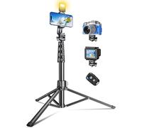 CIRYCASE 177cm/70" Treppiede Smartphone, Estensibile Treppiede Fotocamera Bastone Selfie con Telecomando Alluminio, 3 in 1 Portatile e Regolabile Treppiedi Sostegni, Kit per Foto e Video Cellulari