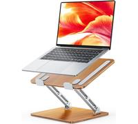 CIRYCASE Ergonomico Supporto PC Portatile, Legno Alluminio Laptop Stand Regolabile Altezza, Pieghevole Rialzo PC Scrivania Doppia Barra, Supporti per Libri da Cucina Compatibile con MacBook B28 10-16"