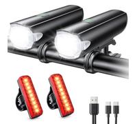 CIRYCASE Luci Bicicletta LED 1200 Lumen, 2600mAh Luce Bici Ricaricabile USB | Lunga Durata, 3+5 modalità Luce Set Anteriore Posteriore Ciclismo Montagna, Imbarcazioni Luci Navigazione IP65 Impermeabile