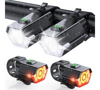 CIRYCASE Luci Bicicletta LED, Ricaricabili USB Luce Posteriore & Anteriore | Avvertimento Lato 360° Rotabile Alta Luminose, Faro Catarifrangenti Impermeabile IP65 Ciclismo Riflettore MTB/Corsa Portabile